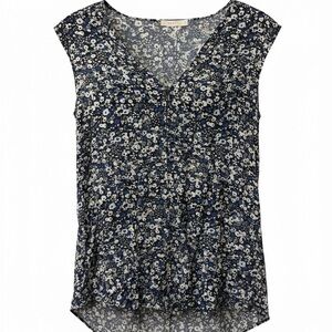 6397 XS Navy and White Floral V-Neck Cap-Sleeve Camisole